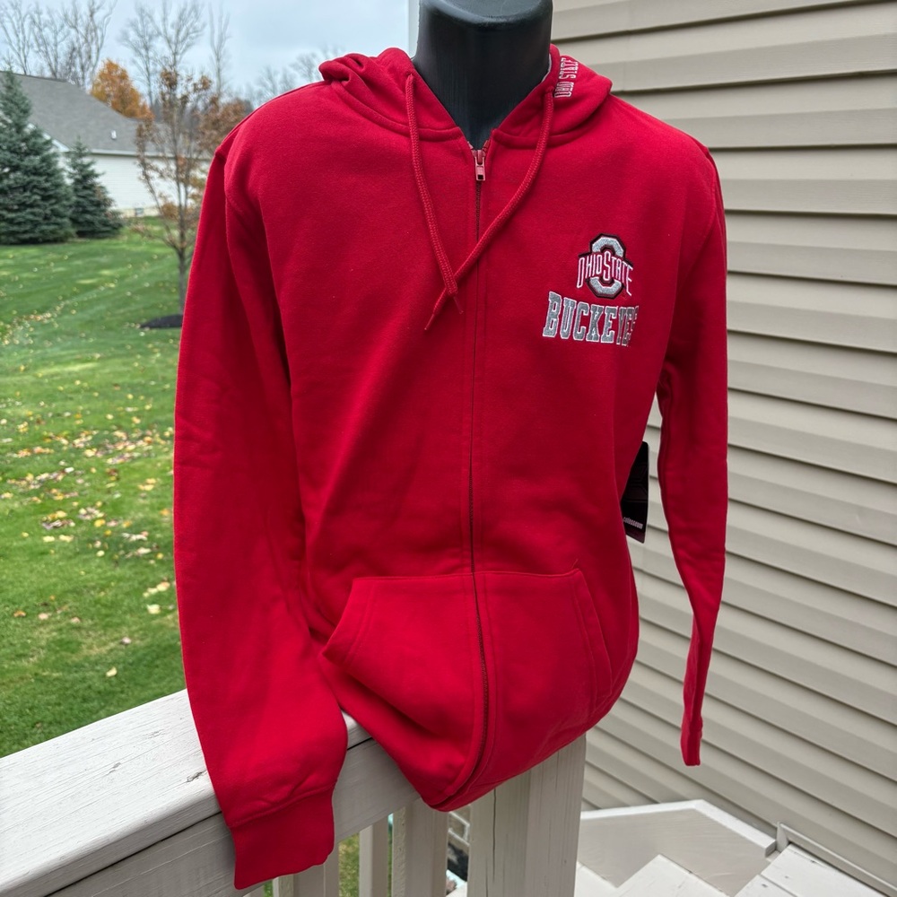 Ohio State Men’s‎ Medium Full Zip Hoodie NWT embroidered Logo On Breast And H…